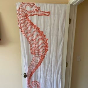Set of two sheer seahorse print curtains